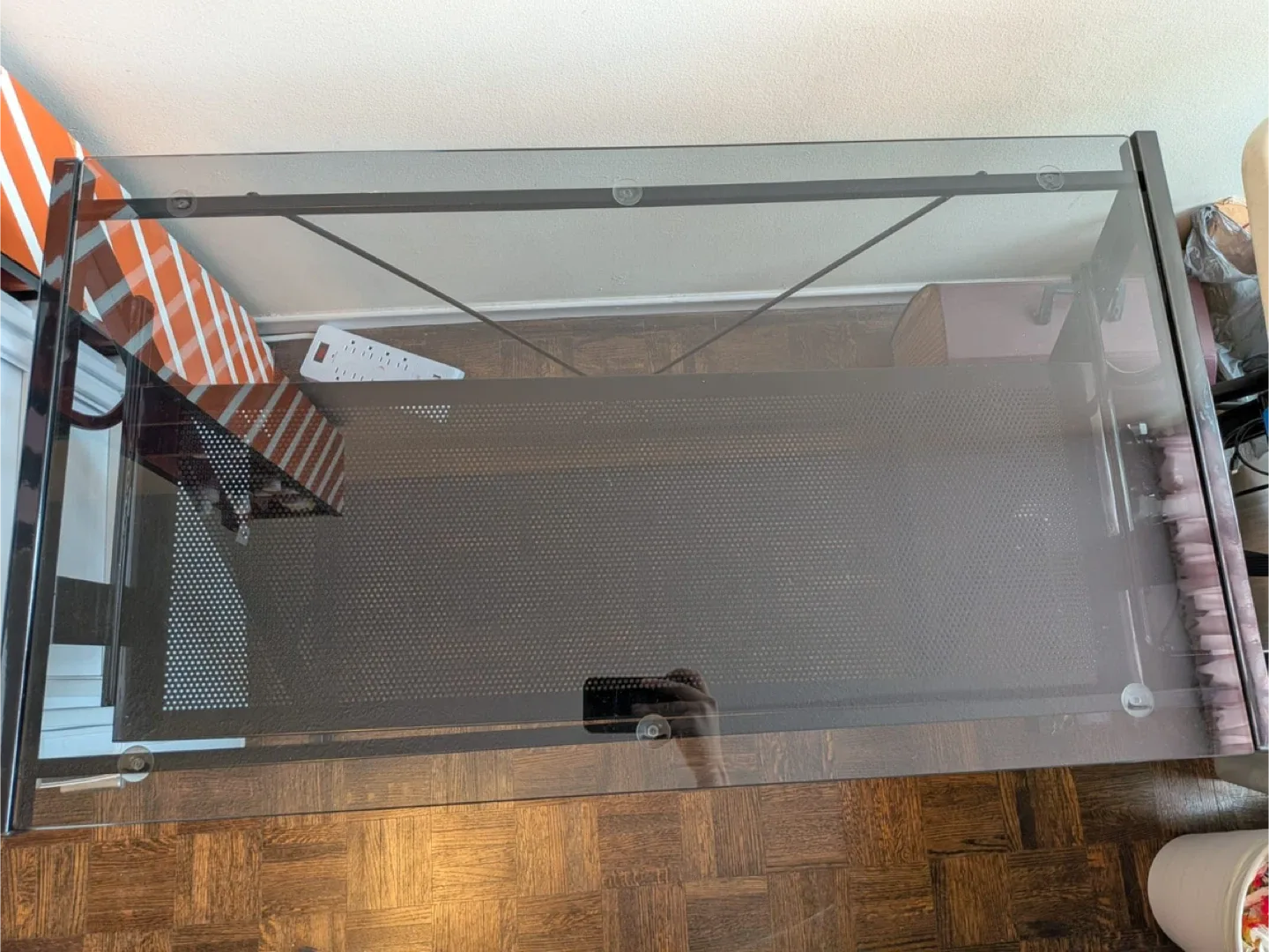 Black Glass Top Computer Desk #cleanout image indicator(3)