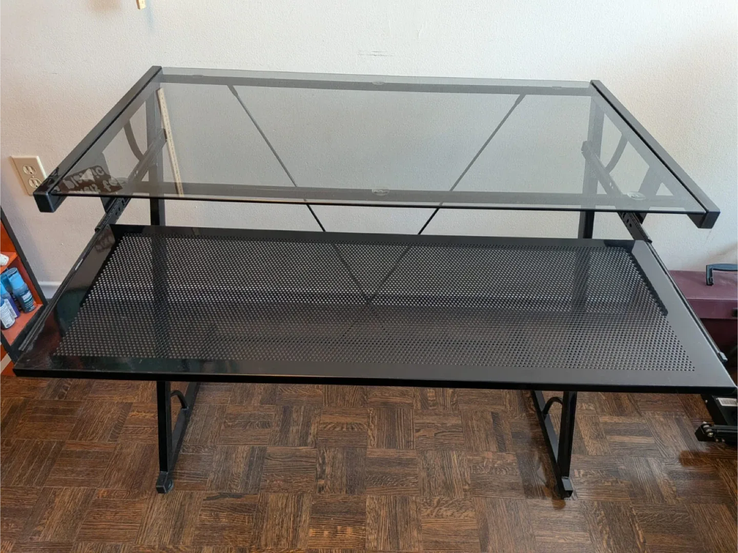 Black Glass Top Computer Desk #cleanout image indicator(2)