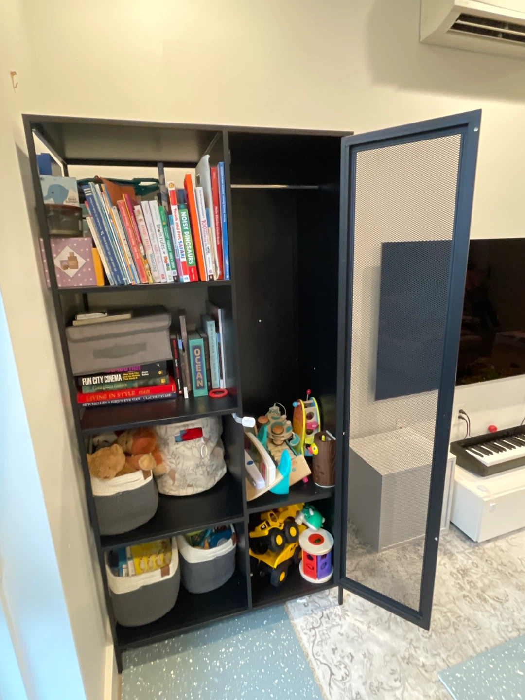 Tall storage cabinet with selves and rod for clothes - photo 2