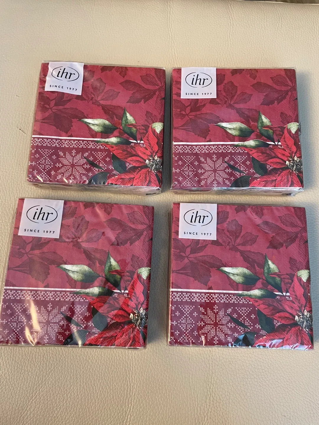Holiday Napkin Red Poinsettia bundle of 4 packs NEW
