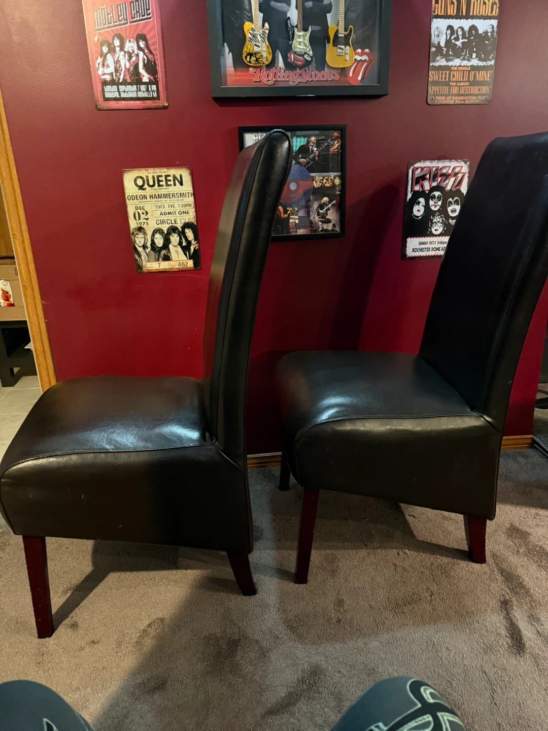 Set of 2 Dark Brown Leather Dining Chairs - photo 4
