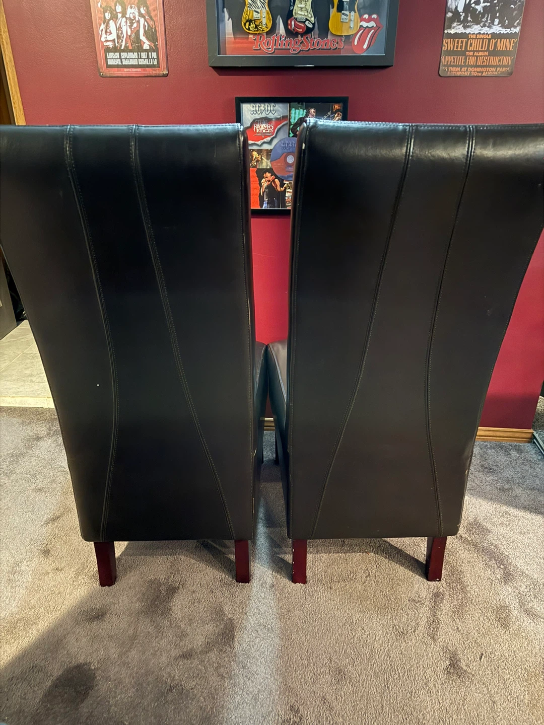 Set of 2 Dark Brown Leather Dining Chairs - photo 2