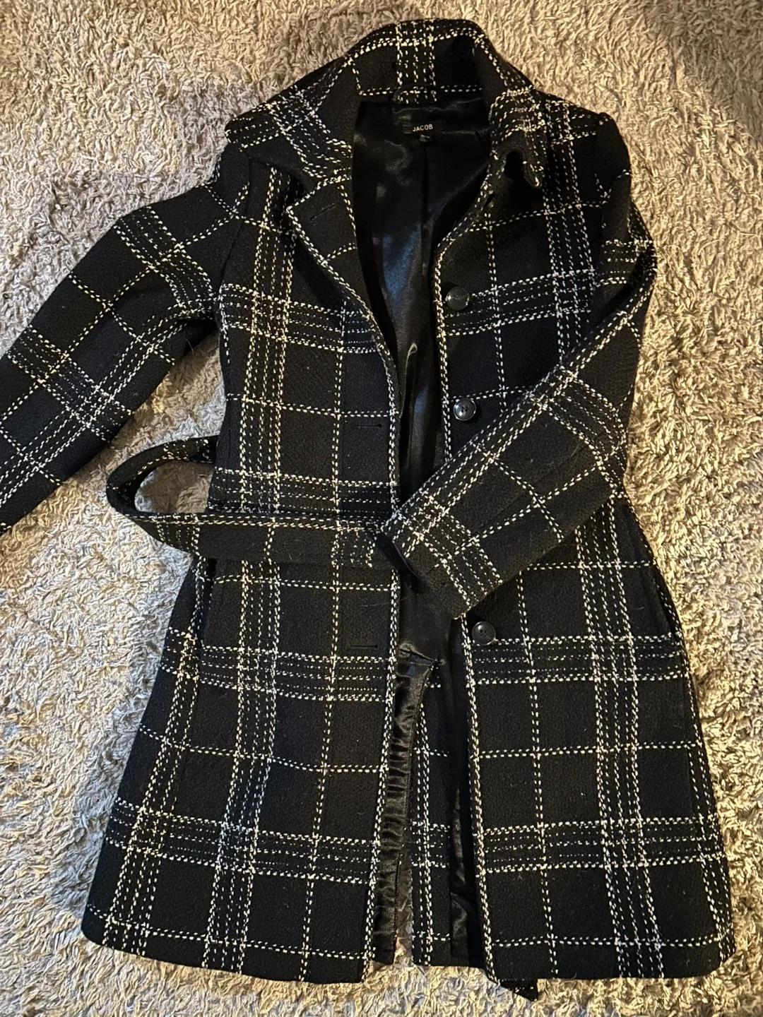 Jacob Plaid Wool Blend Coat - Size M