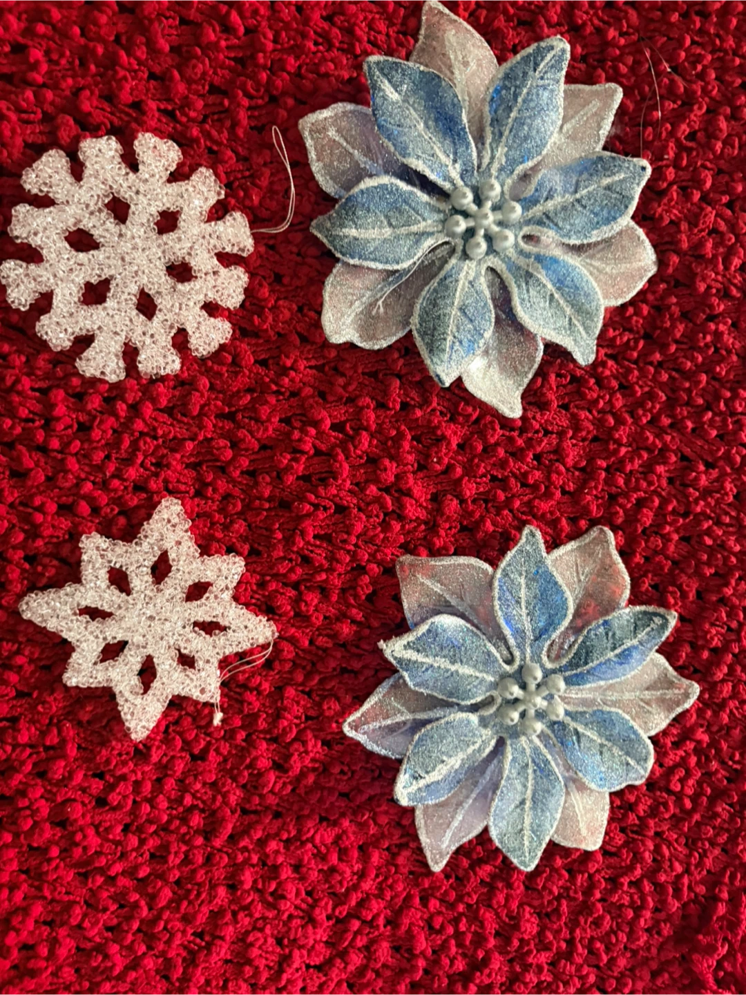 Christmas Ornaments - Snowflake and Poinsettia