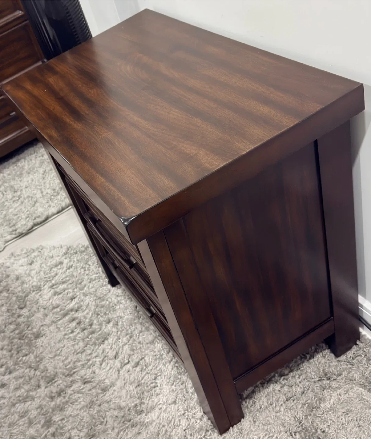 Two Brown Wood Nightstand with 3 Drawers image indicator(3)