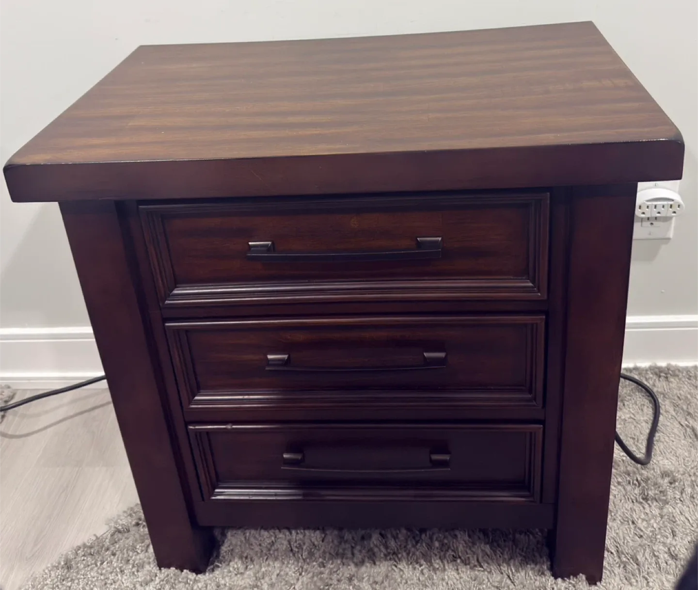 Two Brown Wood Nightstand with 3 Drawers image indicator(2)