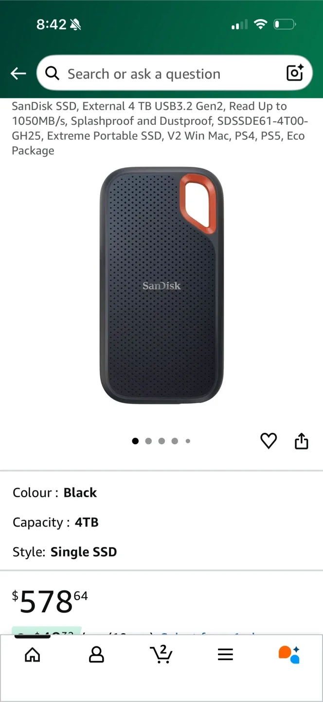 SanDisk 4TB Extreme Portable SSD - Like New! image indicator(2)