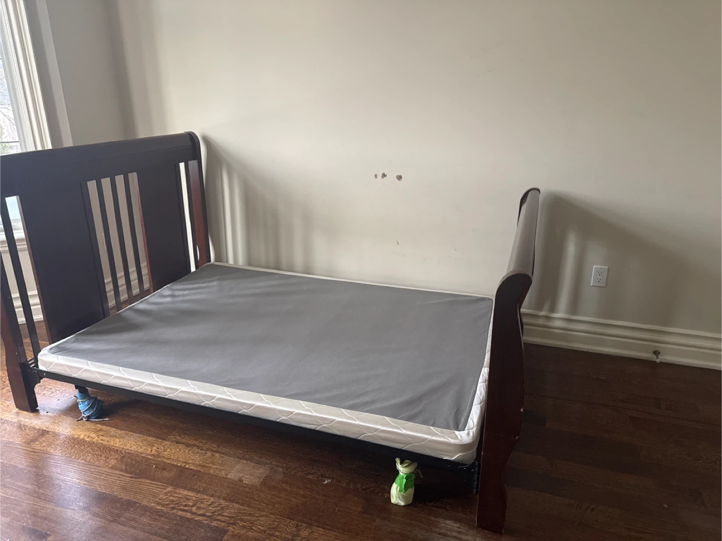 Dark Wood Sleigh Bed Frame