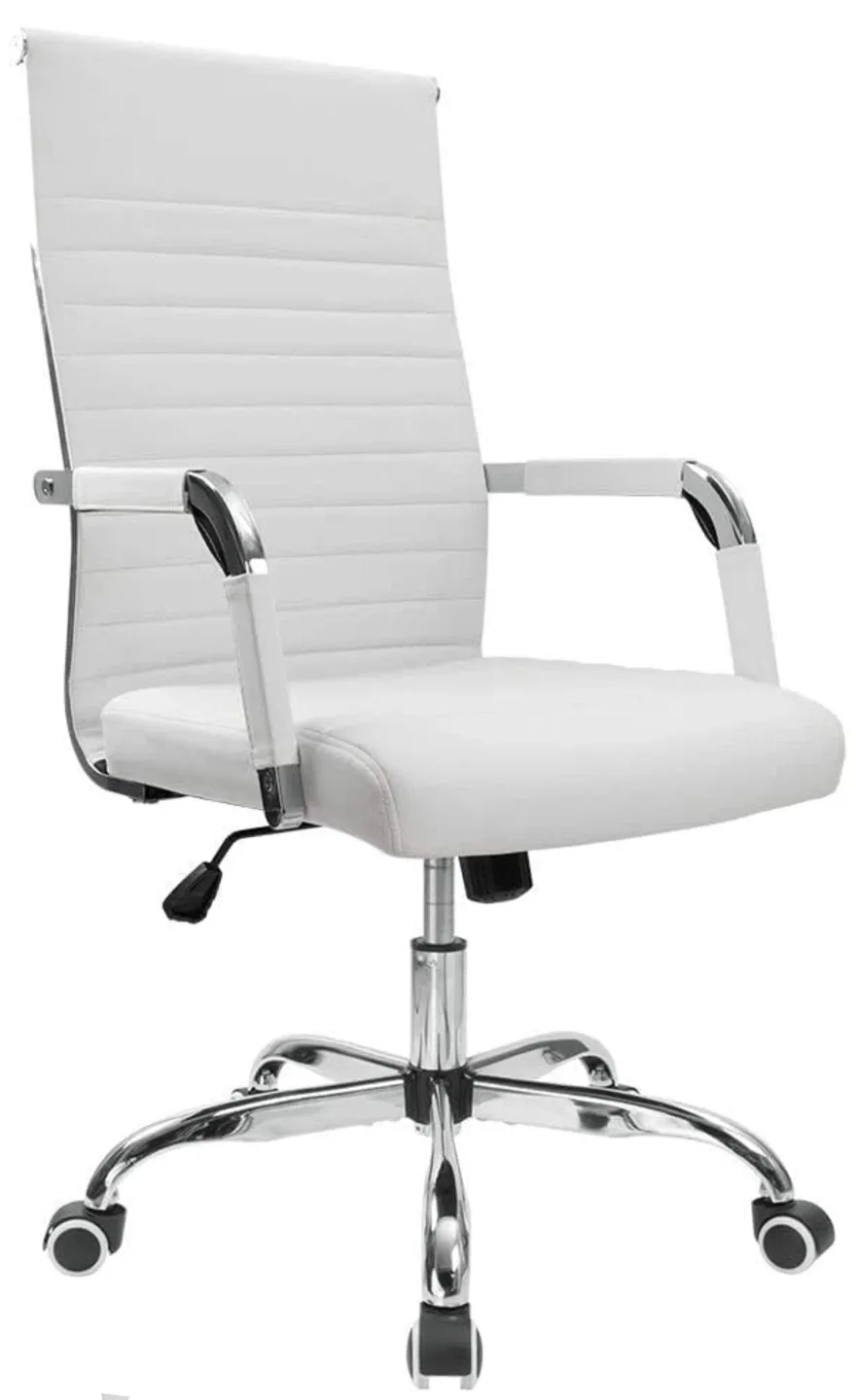 White Ribbed Office Mid-Back Chair image indicator(2)