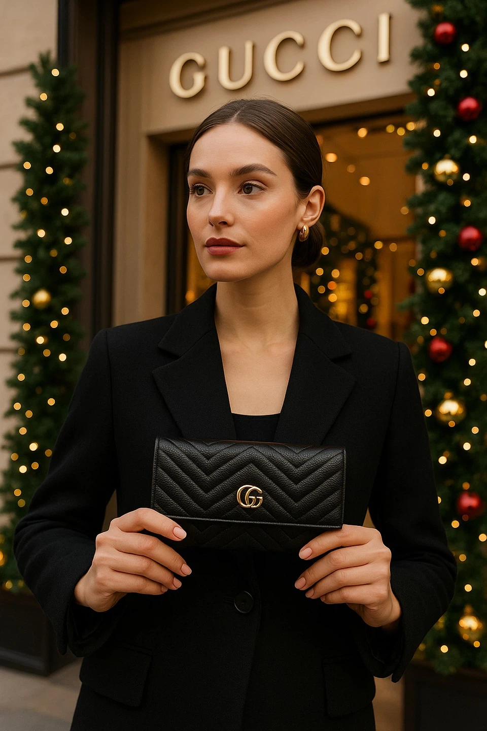 New Gucci Marmont Black Leather Wallet