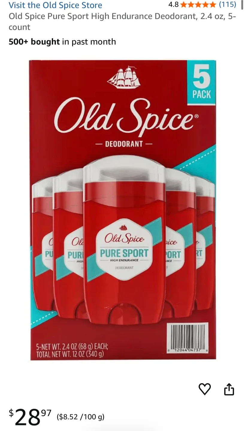 Old Spice Pure Sport Deodorant 5-pack image indicator(5)