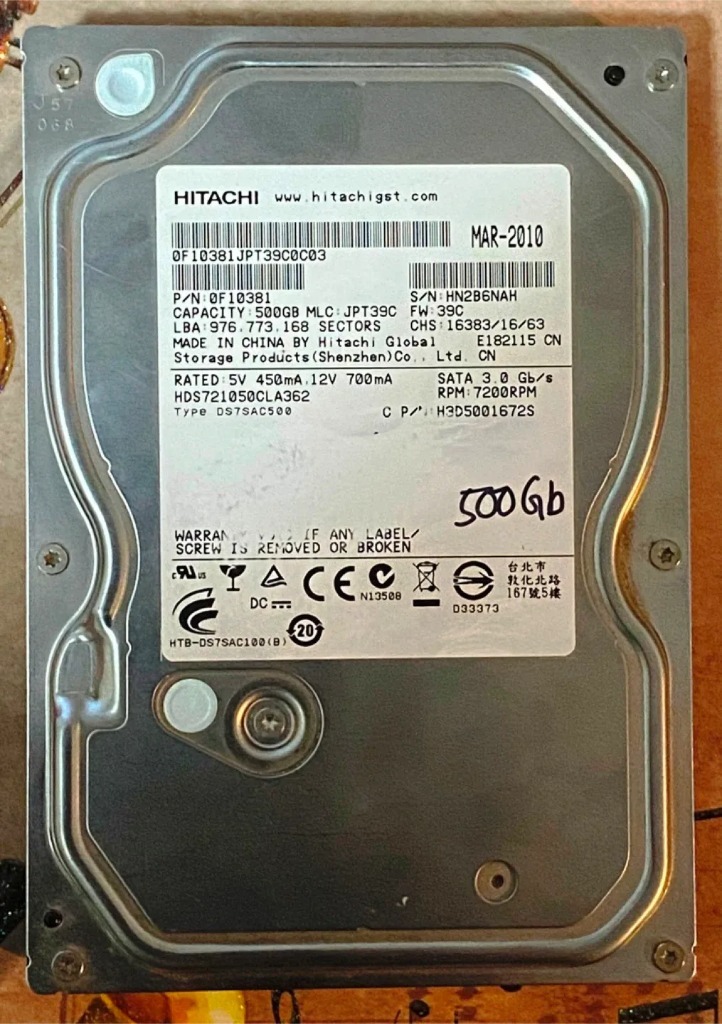 Hitachi SATA 500Gb Hard Drive for Desktop Computers image indicator(6)