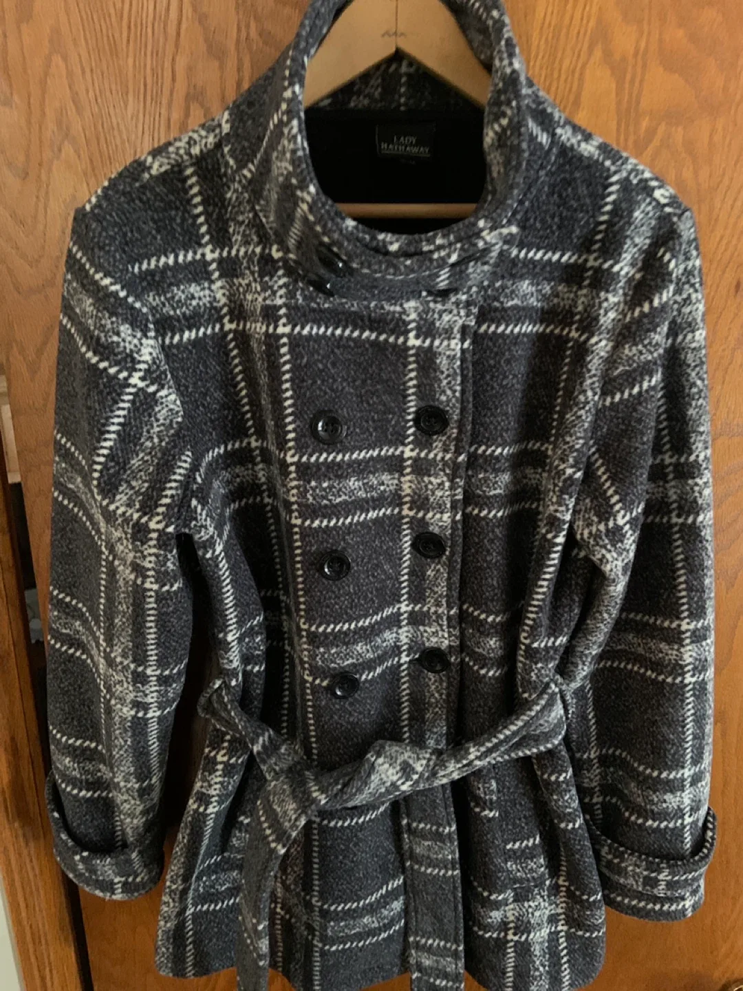 Lady Hathaway Plaid Wool Coat Size M