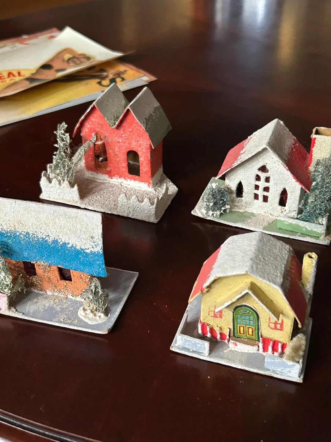 Vintage Putz House MCM Xmas Christmas village decor miniature image indicator(10)