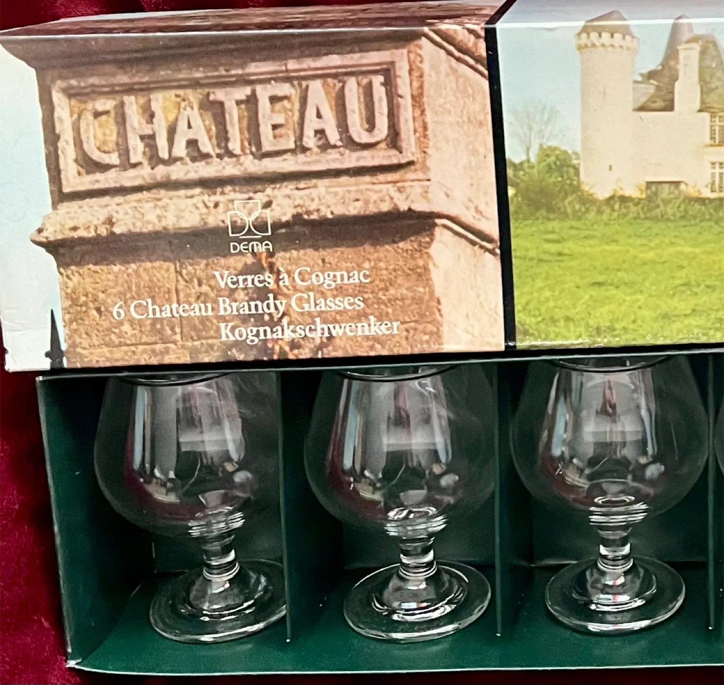 Chateau Brandy Glasses, Set of 6, New in Box