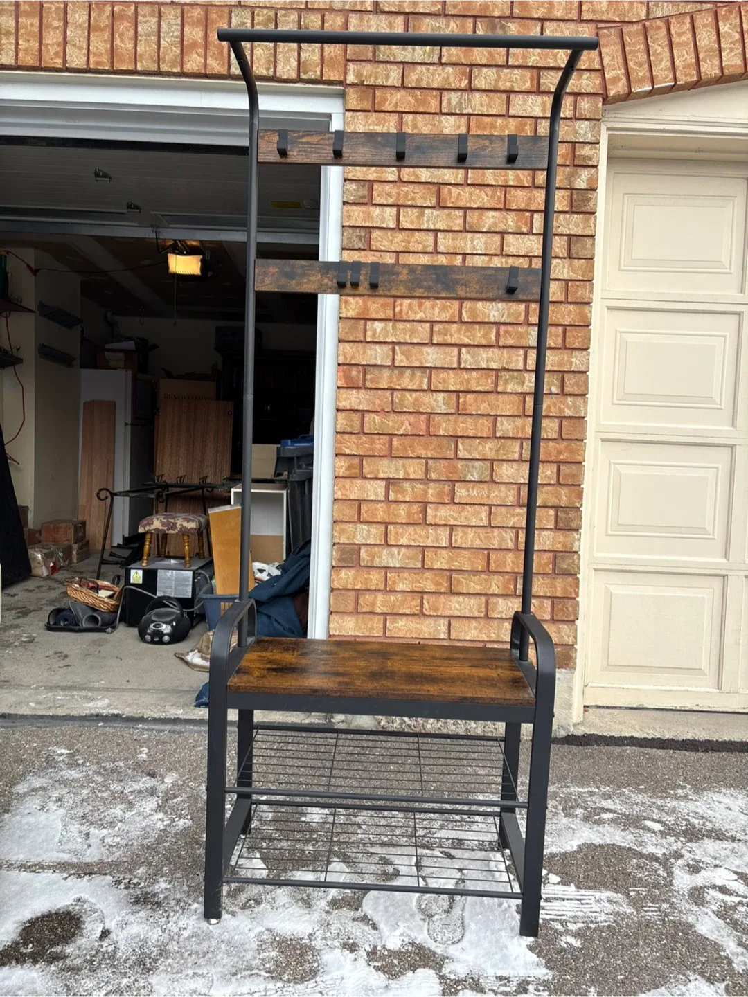 Hall tree bench with hooks