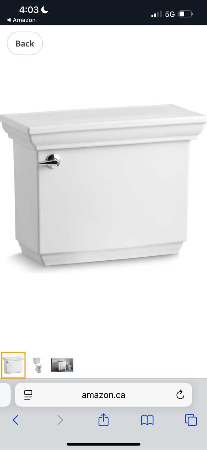 New Kohler Memoirs Stately Toilet Tank - White