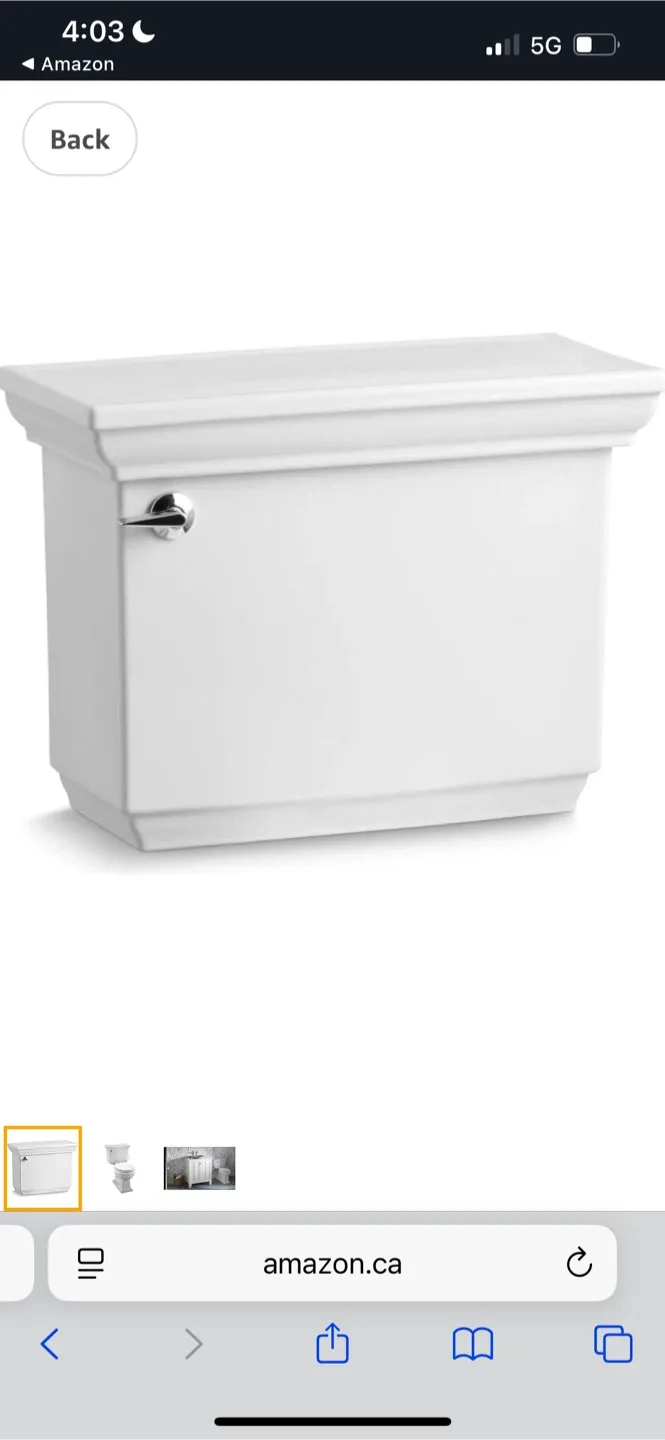 New Kohler Memoirs Stately Toilet Tank - White