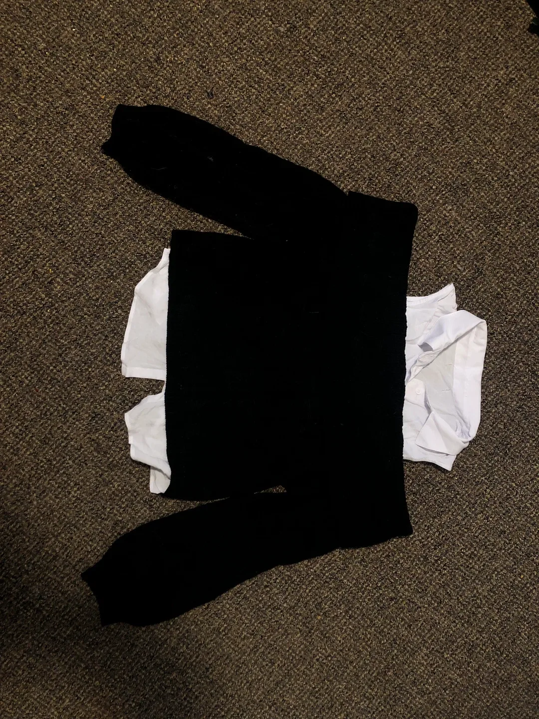 Black Knit Sweater with White Collar off the shoulder