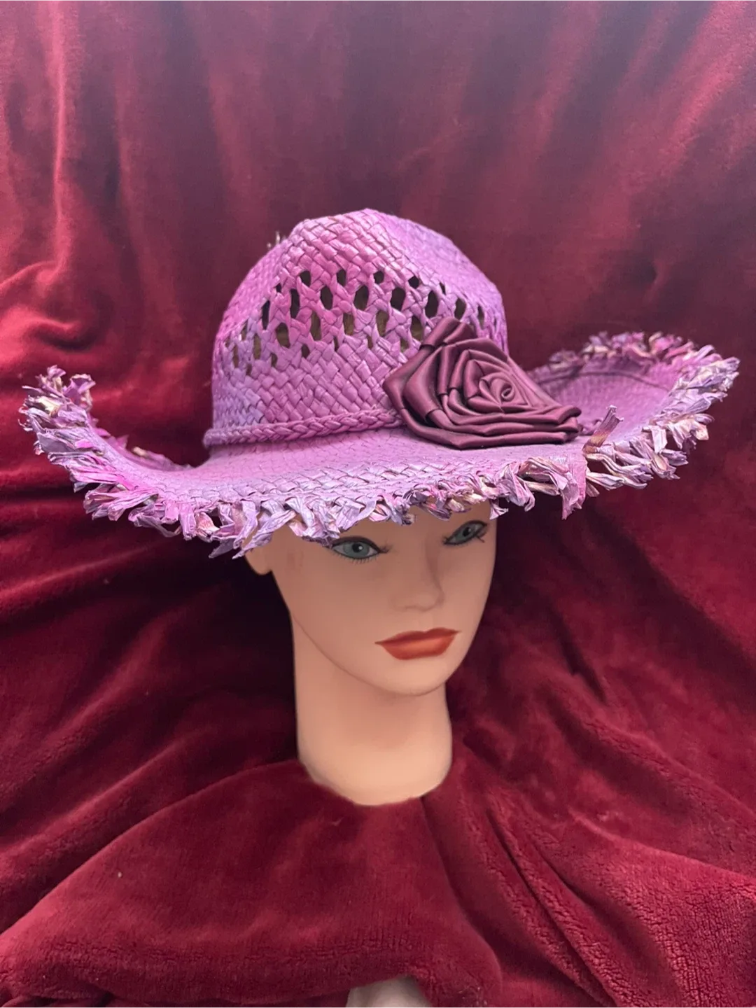 Pink Straw Hat with Rose Detail image indicator(2)