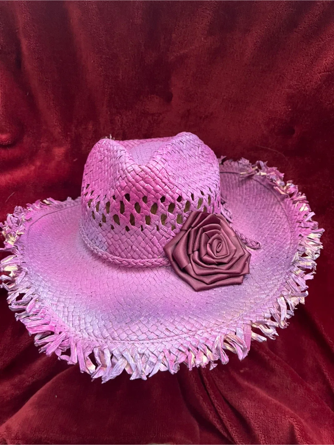 Pink Straw Hat with Rose Detail image indicator(3)