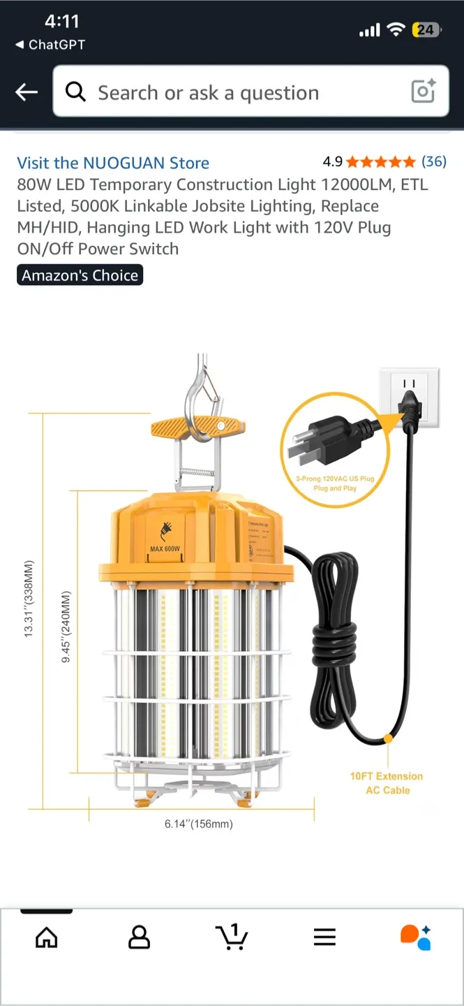 NUOGUAN 80W LED Temporary Work Light image indicator(3)