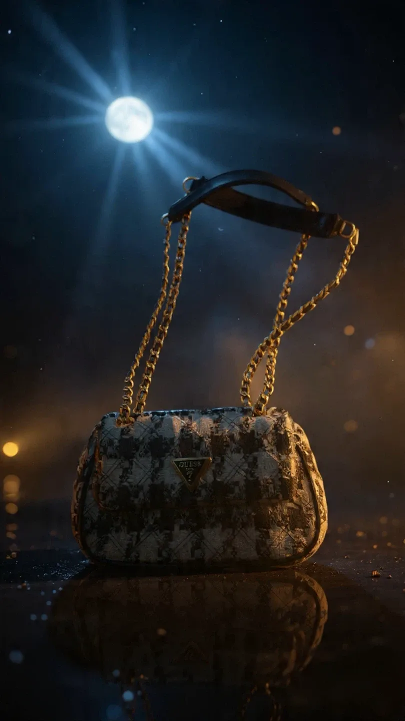 Guess Black Quilted Baguette Bag