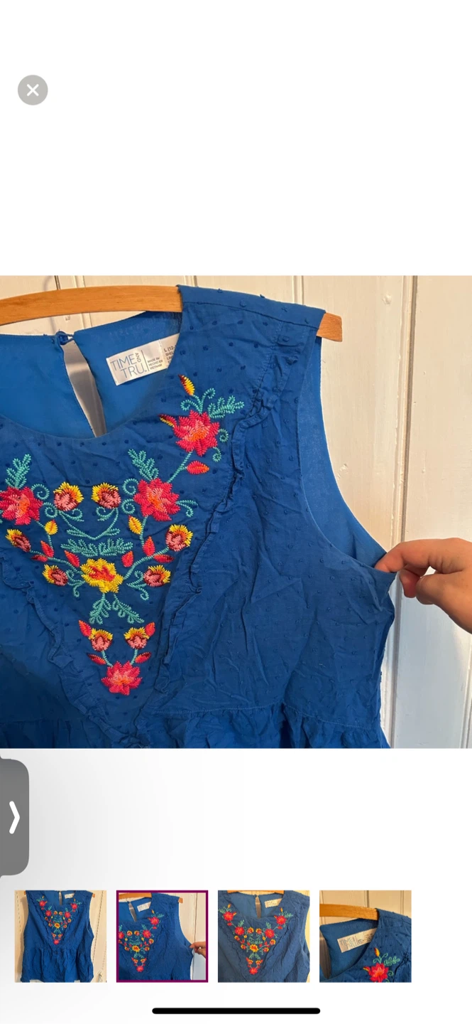 Time and Tru Blue Embroidered Top - Size L - photo 2