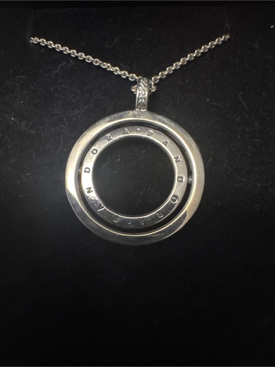 #cleanout Pandora Silver Necklace with Spinning Hearts Pendant image indicator(5)