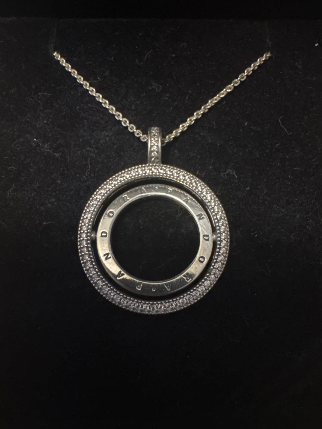 #cleanout Pandora Silver Necklace with Spinning Hearts Pendant image indicator(3)