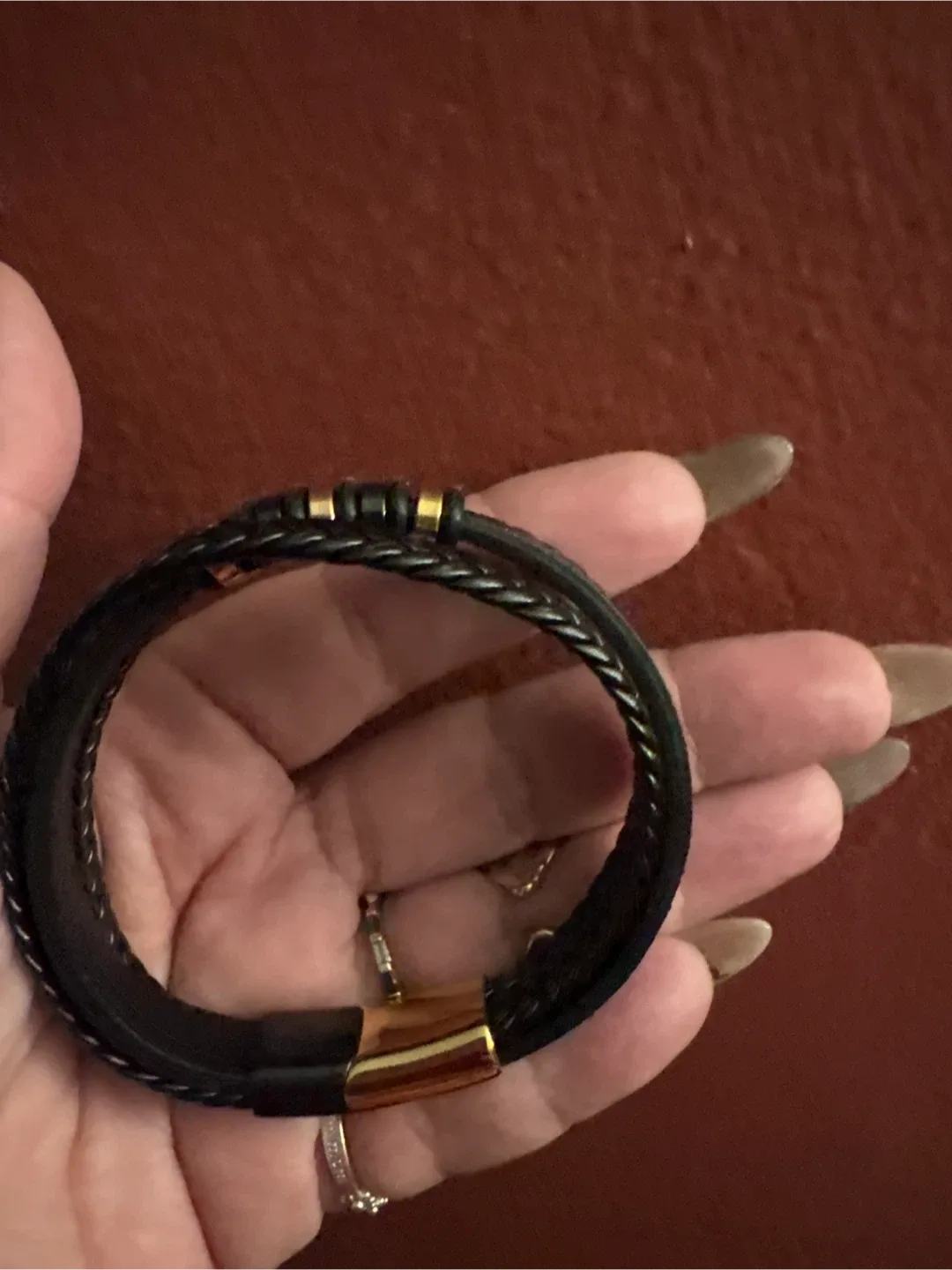 New Black Leather Braided Bracelet image indicator(2)