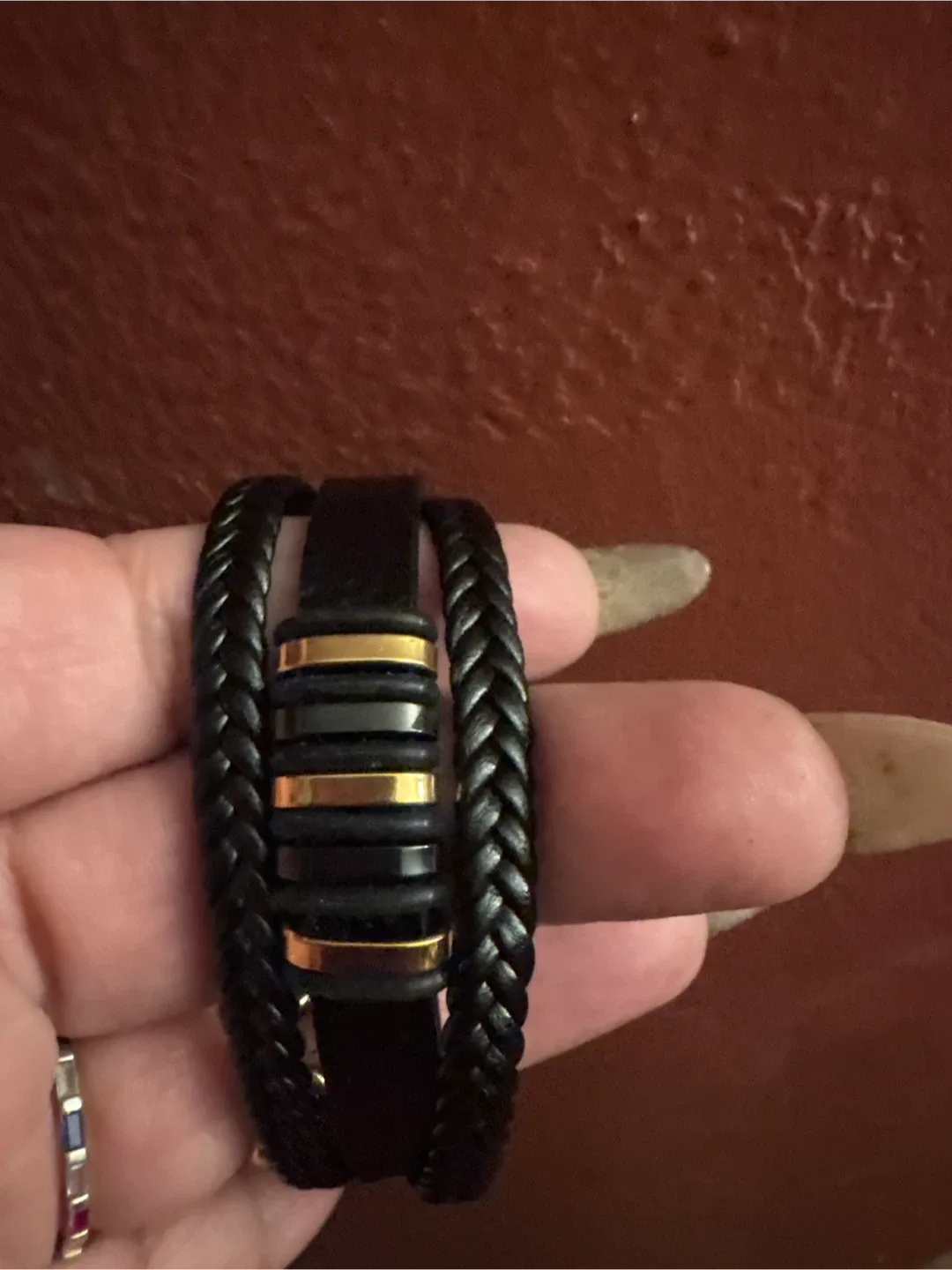 New Black Leather Braided Bracelet image indicator(3)