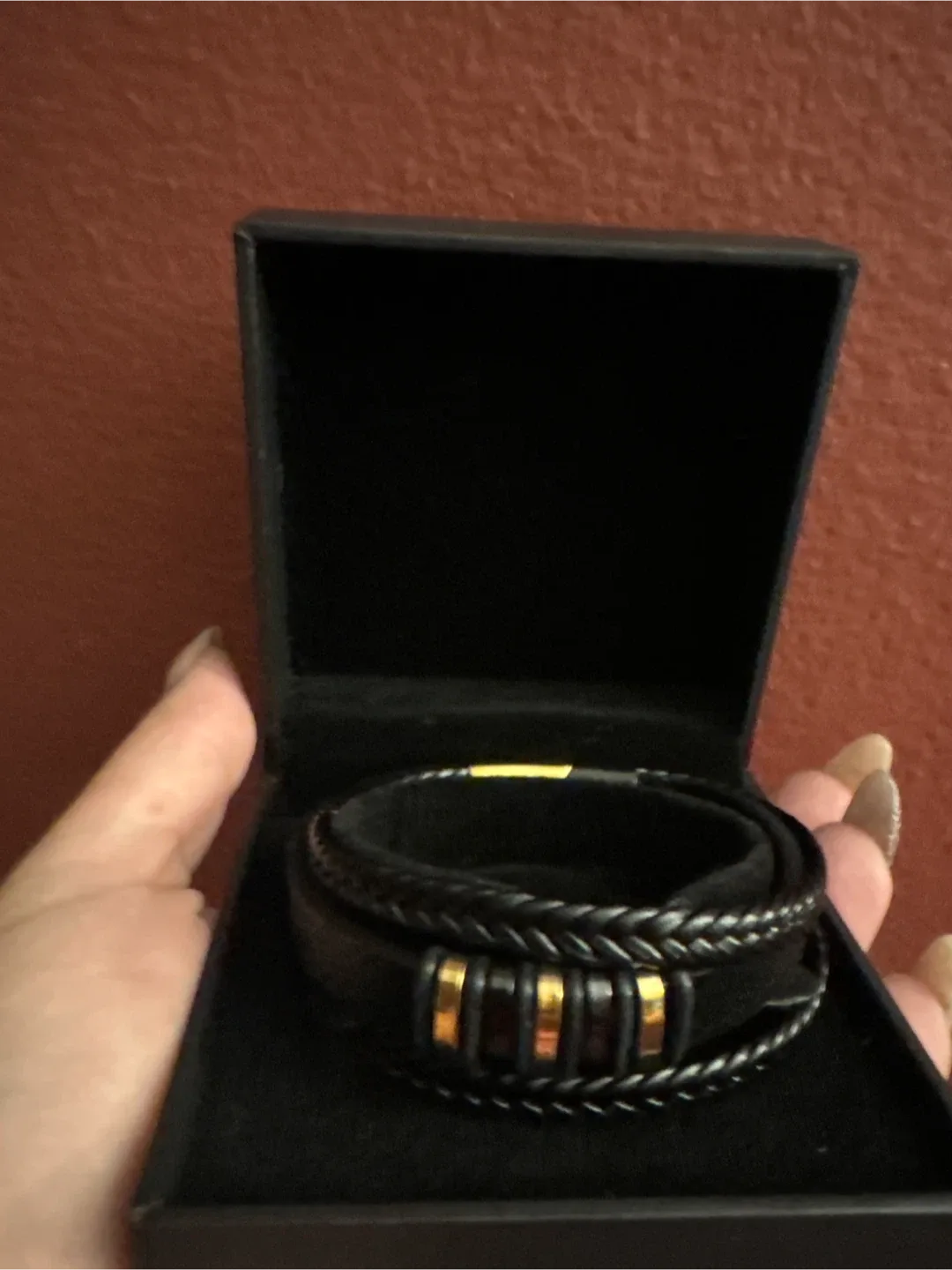 New Black Leather Braided Bracelet
