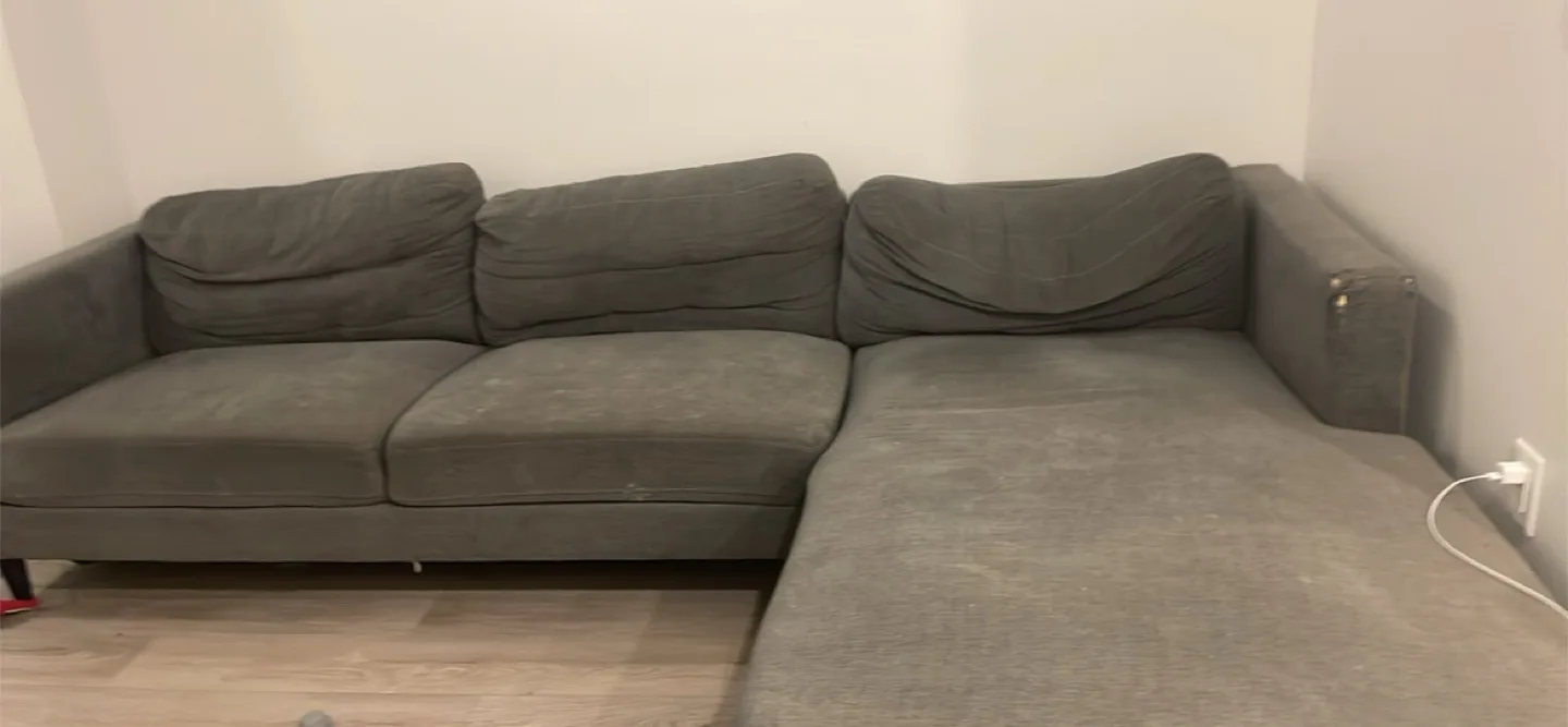 Damaged Grey Sectional Sofa