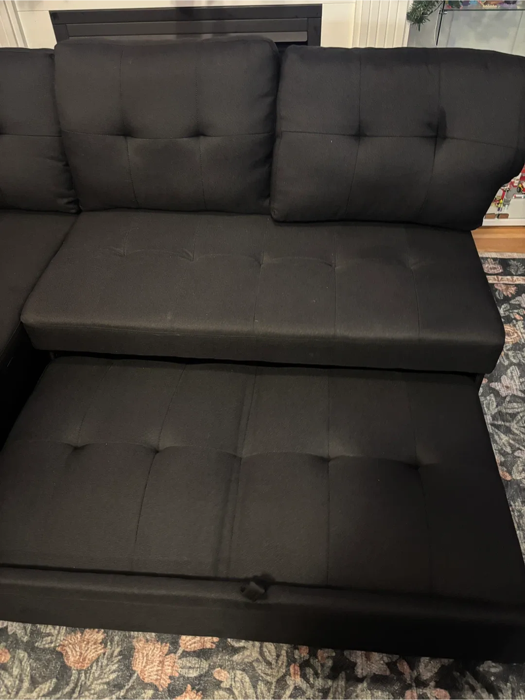 Black Sectional L Sofa with Pull-Out Bed- AS IS image indicator(3)