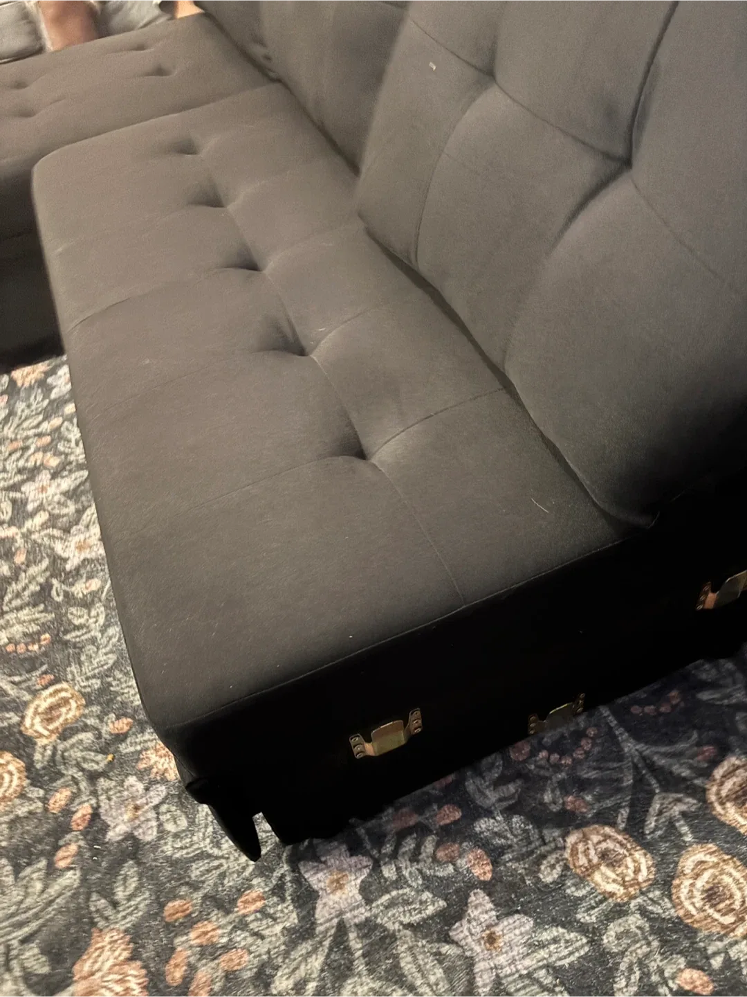 Black Sectional L Sofa with Pull-Out Bed- AS IS image indicator(5)