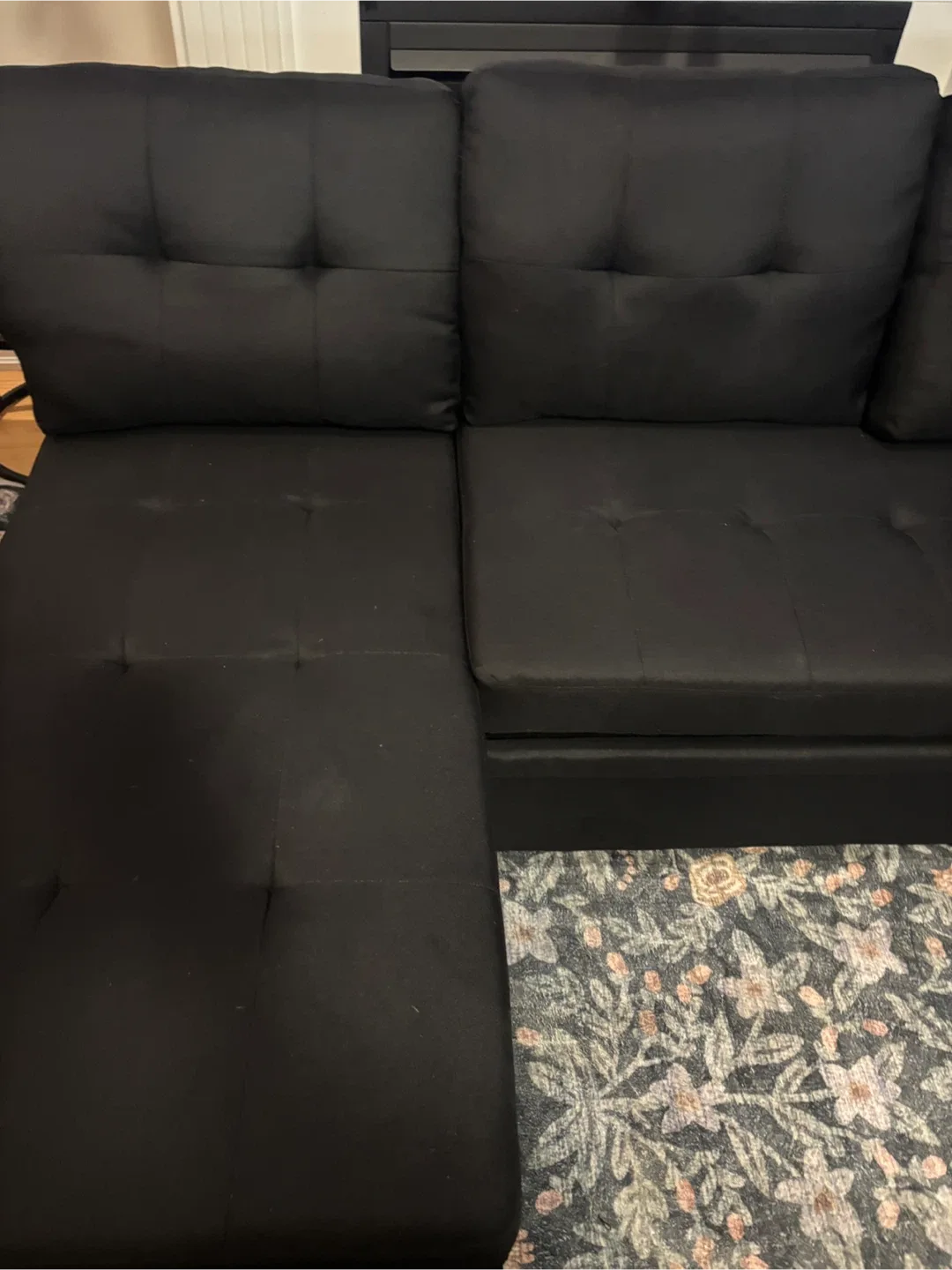 Black Sectional L Sofa with Pull-Out Bed- AS IS image indicator(2)