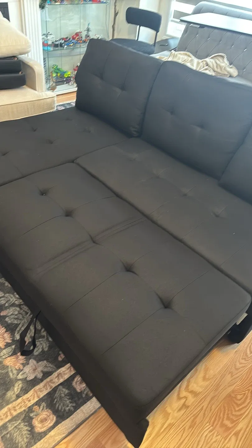 Black Sectional L Sofa with Pull-Out Bed- AS IS image indicator(8)