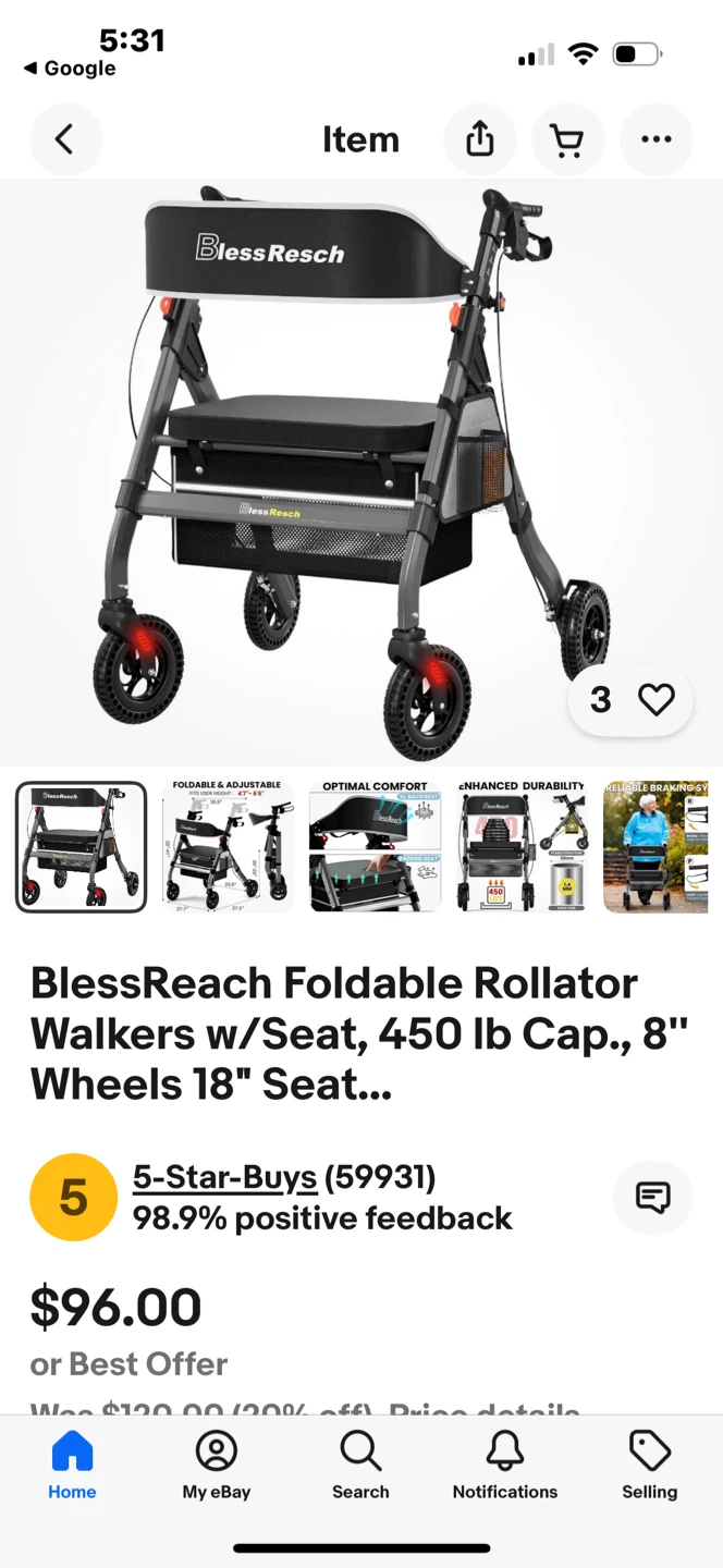 Sturdy Rollator Walker w/ 8” Wheels - photo 5