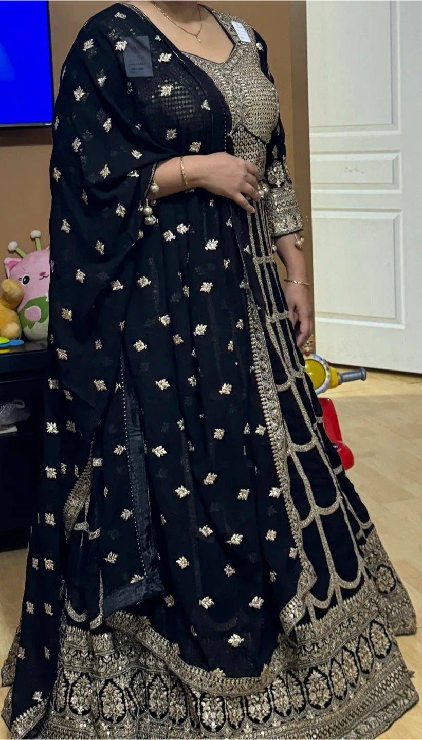 Black & Gold Embroidered Lehenga