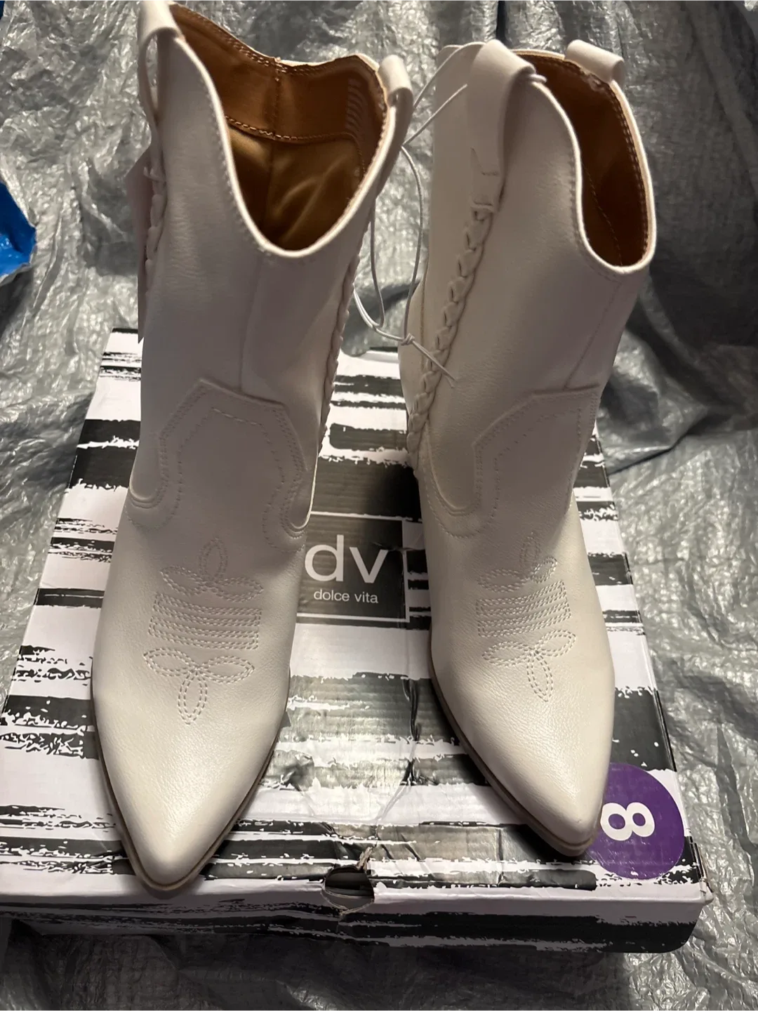 Ladies DV by Dolce Vita White Western Boots - Size 8