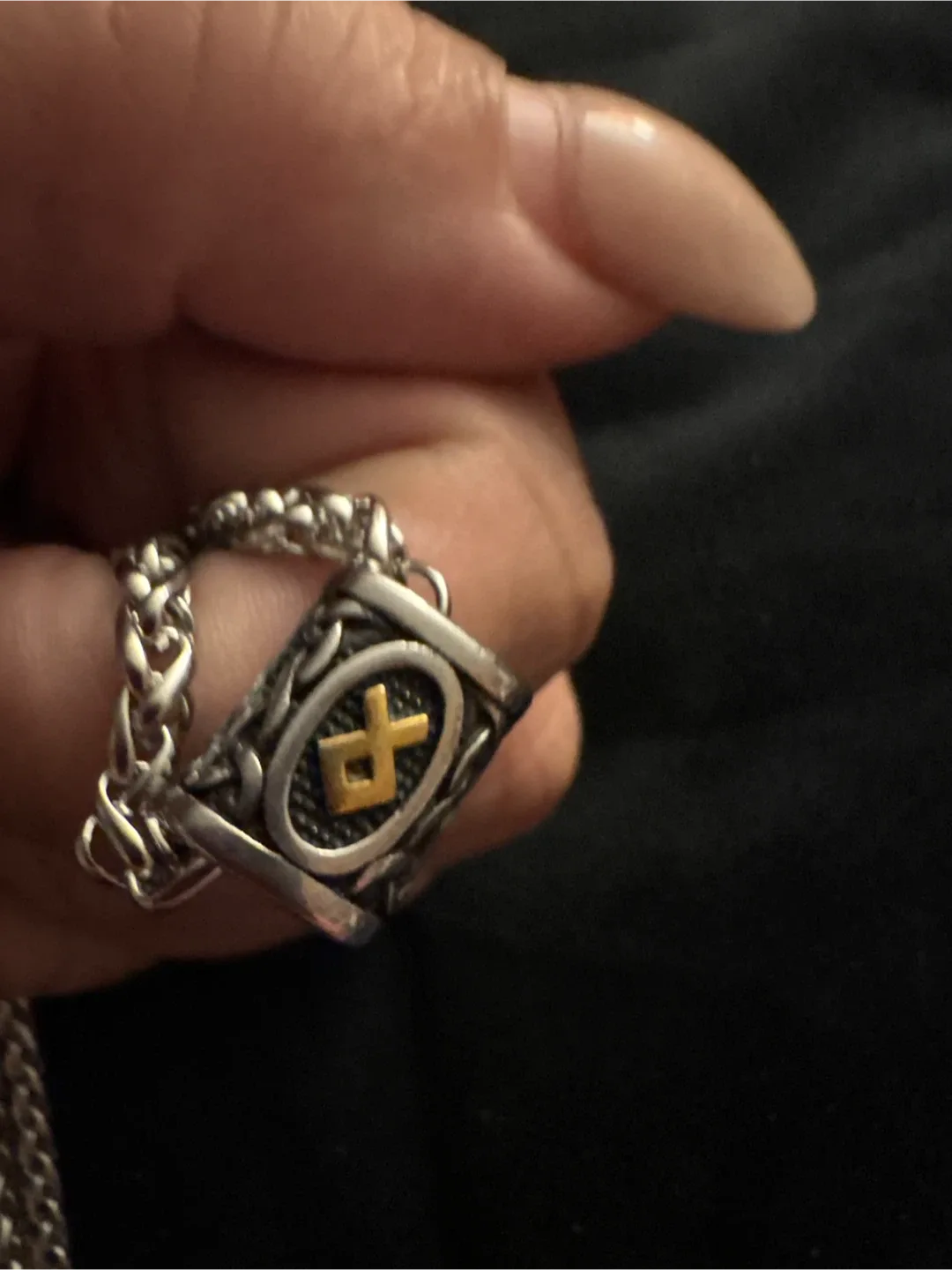 Authentic Thor Hammer Necklace - Silver & Gold Stainless Steel image indicator(3)