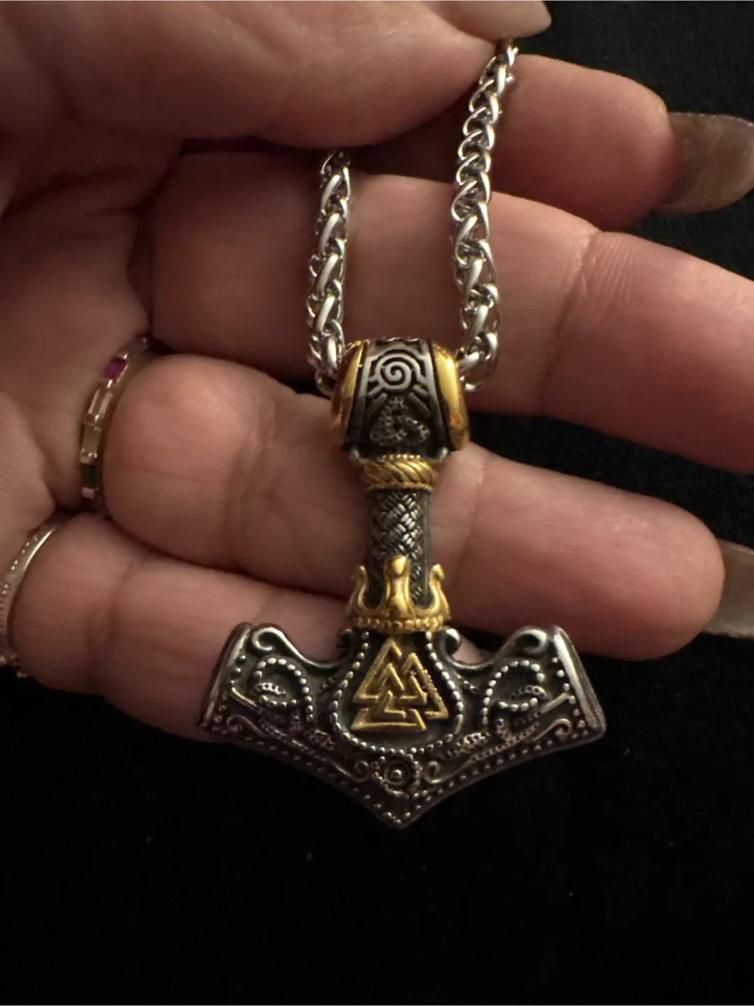 Authentic Thor Hammer Necklace - Silver & Gold Stainless Steel