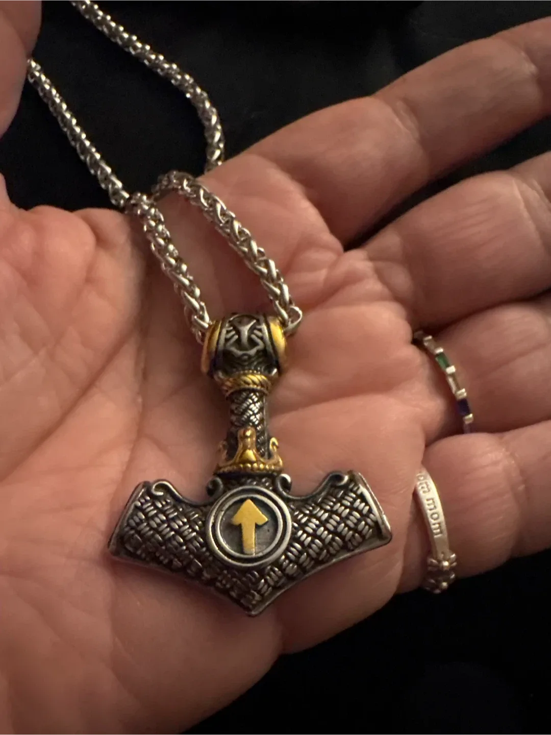 Authentic Thor Hammer Necklace - Silver & Gold Stainless Steel image indicator(2)