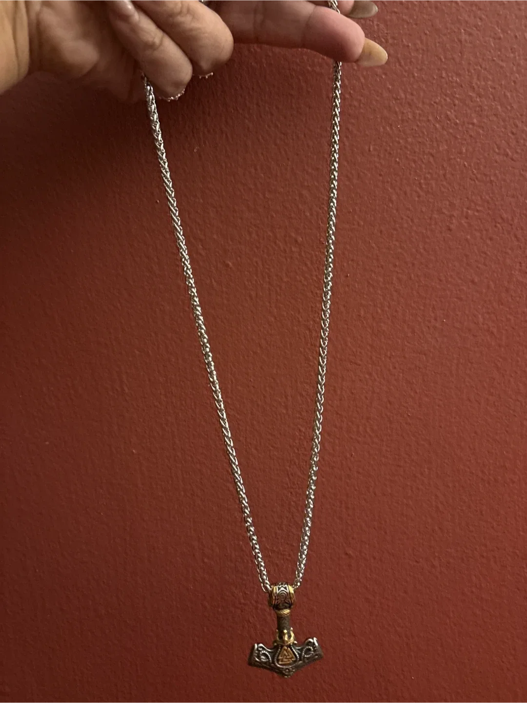 Authentic Thor Hammer Necklace - Silver & Gold Stainless Steel image indicator(4)