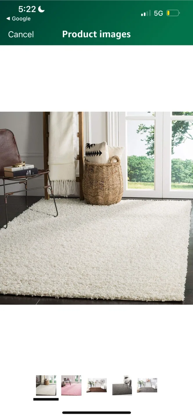 New White Shag Area Rug 9X12 Feet