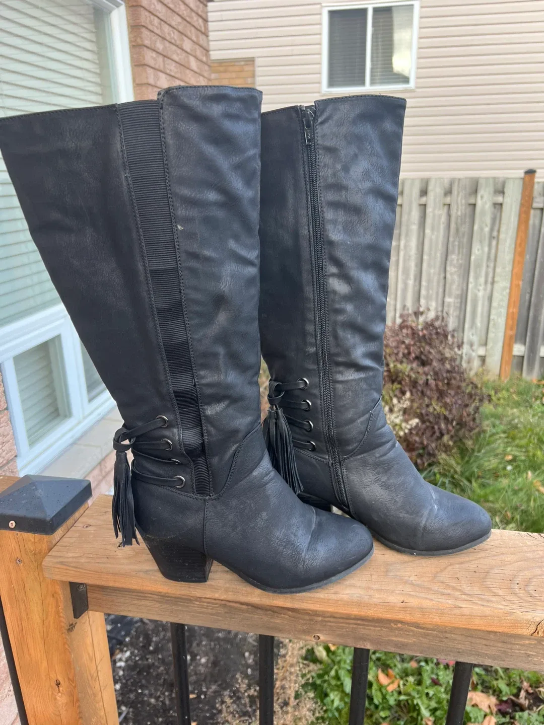 Wide calf Black Knee High Boots - Size 10