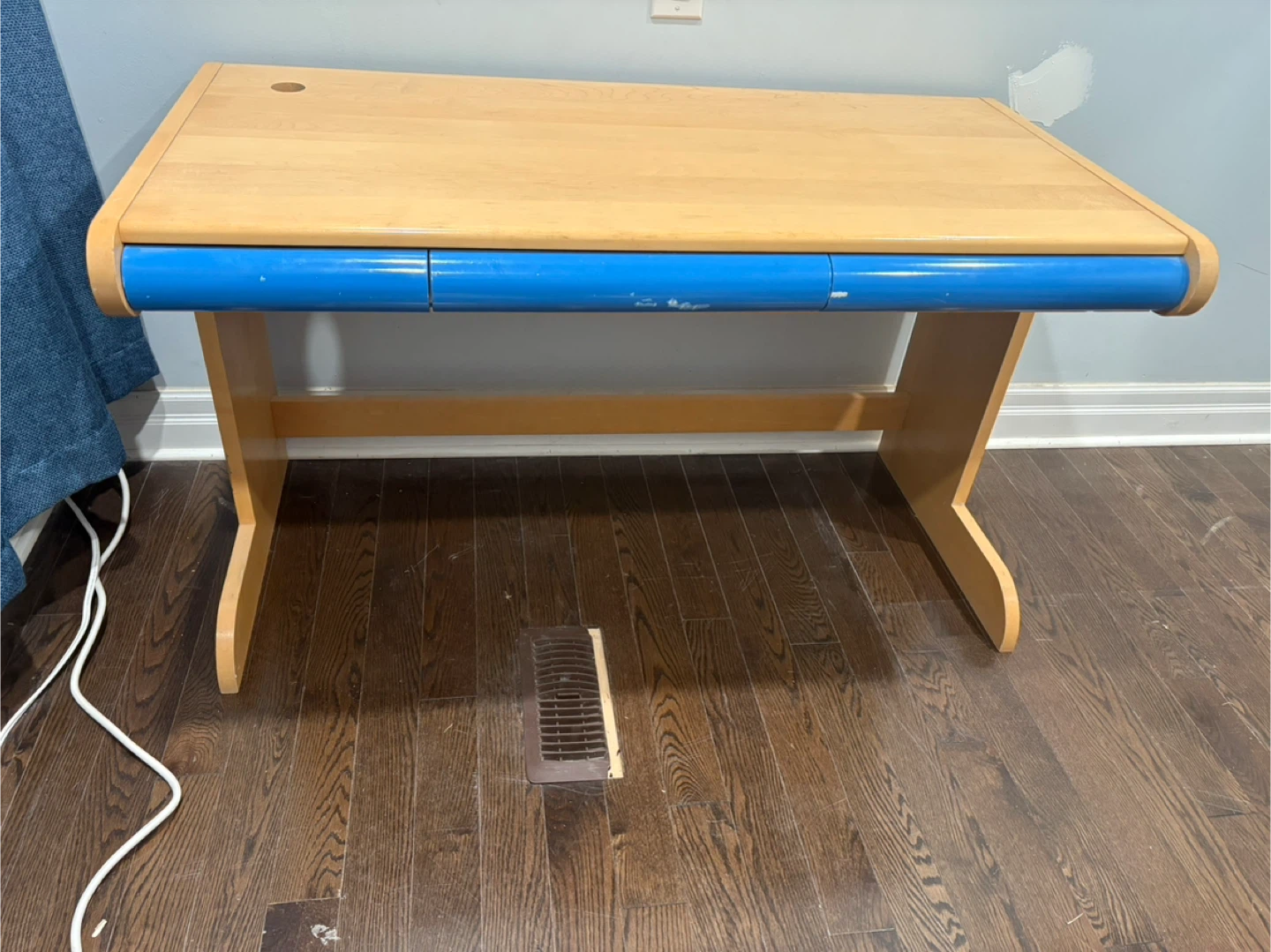 Wooden Desk with Blue Accents - photo 5