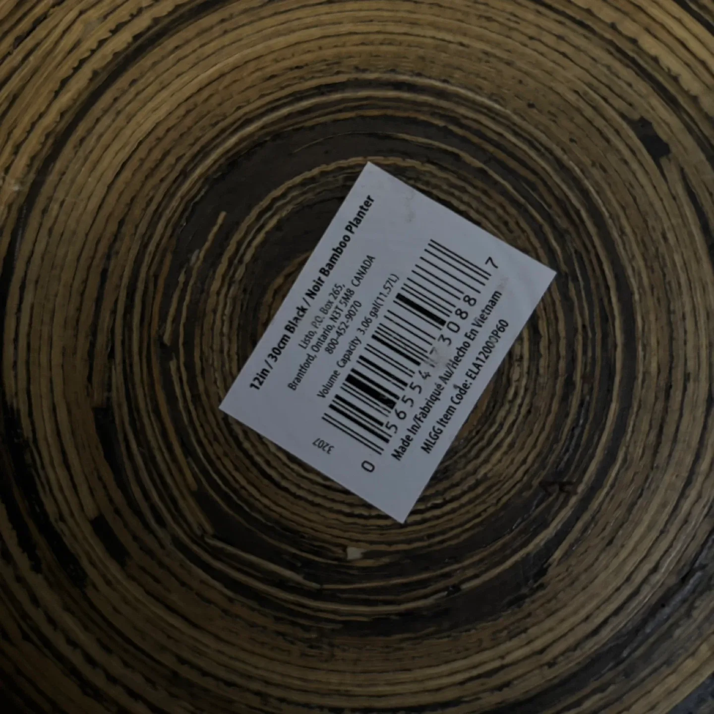 12in/30cm Black/Noir Bamboo Planter #cleanout image indicator(4)