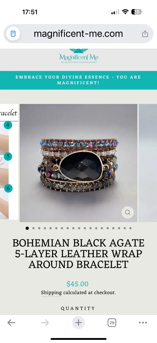 Magnificent Me Bohemian Black Agate Bracelet image indicator(2)